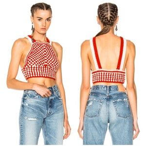 LPA Crochet Red and White Knit Crop Top (D5)